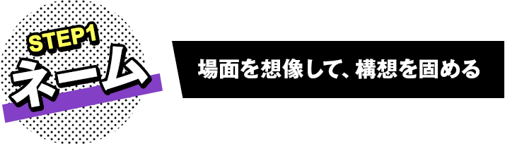 STEP1 ネーム 場面を想像して、構想を固める